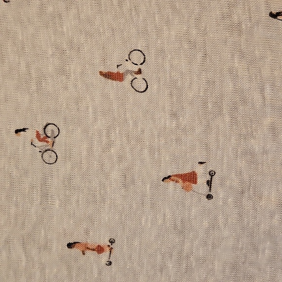 Womens Large 100% linen Graphic Tee Crew Neck Long Sleeve Shirt light blue - Picture 2 of 4